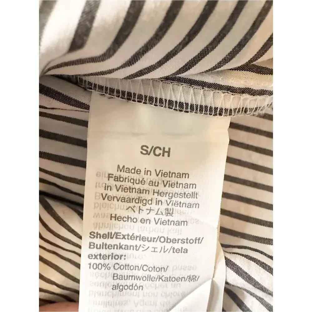 J Crew Popover Shirt White Black Striped AD374 SMALL Summer 2020 Preppy Tunic